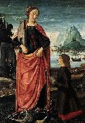 Domenico Ghirlandaio St Barbara Crushing her Infidel Father, with a Kneeling Donor Spain oil painting artist